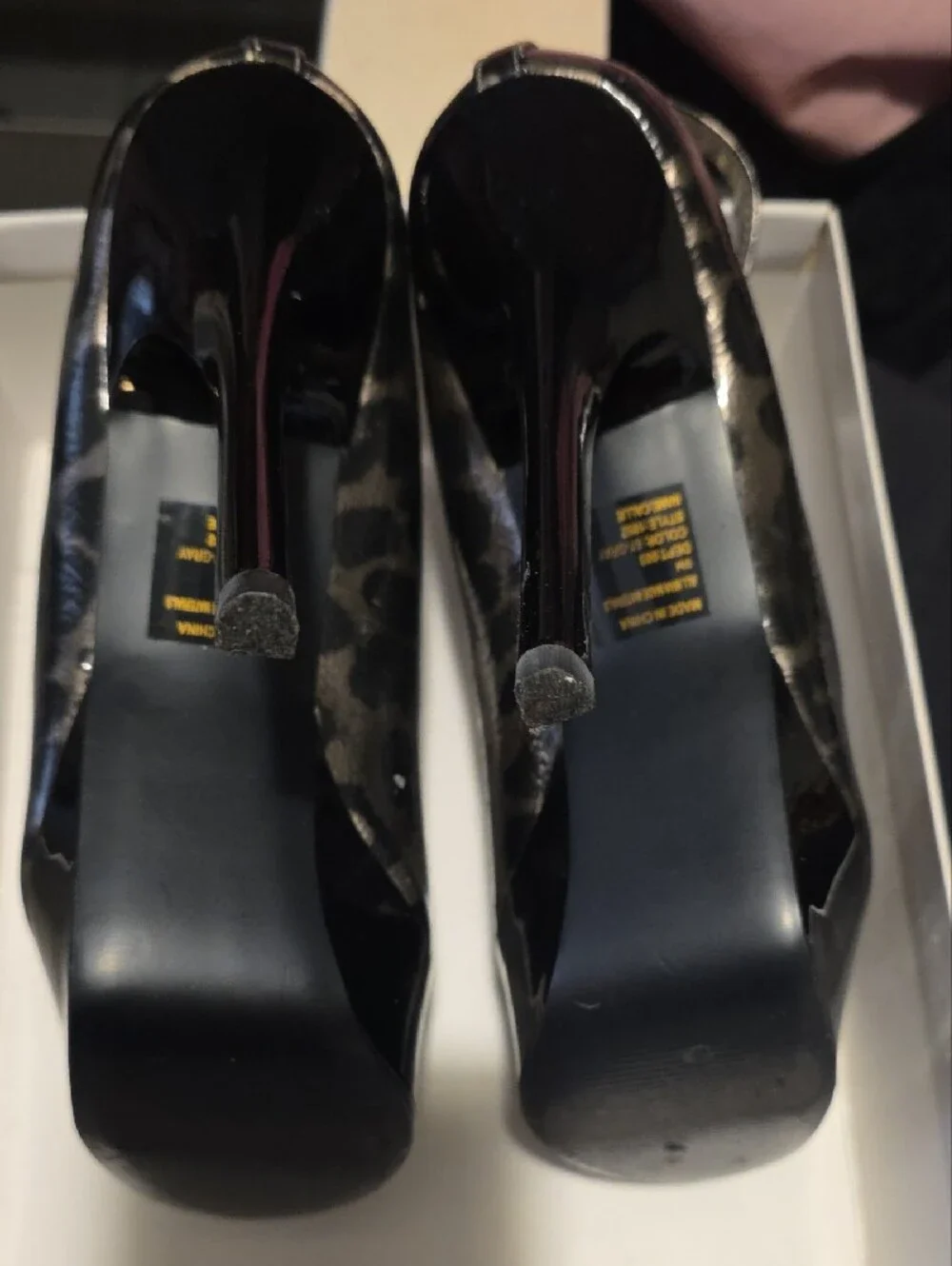 Bakers Metallic Leopard Peep-Toe Platform Heels - Black/Silver